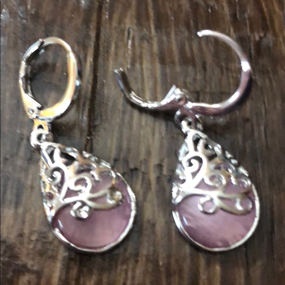 Silver and Pink Fashion Earrings lovely design - Picture 3 of 6
